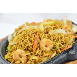 Fideus de soja fregits amb gambes