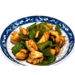 Sepia con pimiento verde